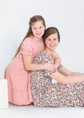 Girl's Penelope Smocked Bodice Puffed Sleeve Midi Dress